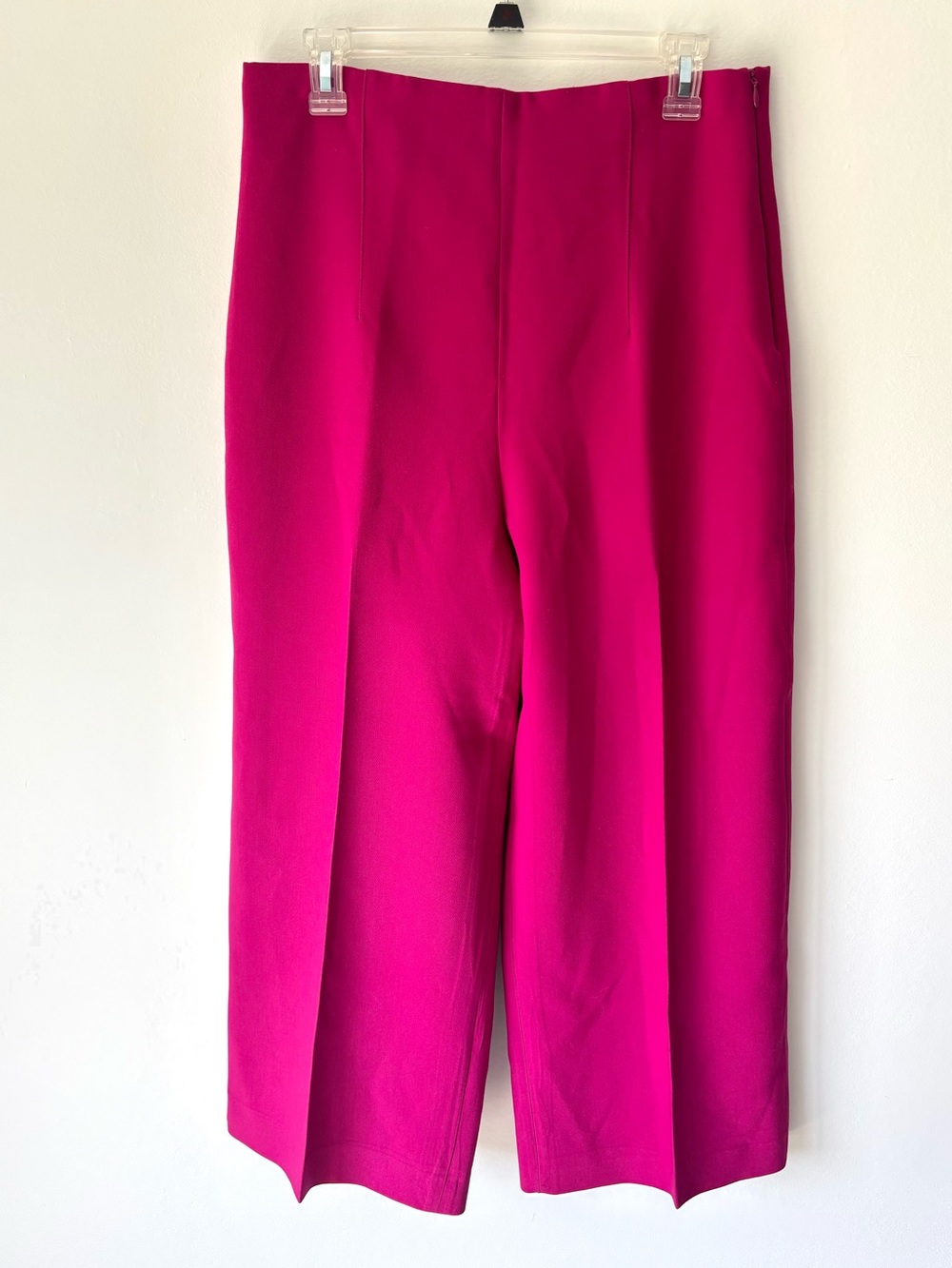 Zara High-Waisted Wide-Leg Culotte Trousers Fuchsia Pink Business Professional